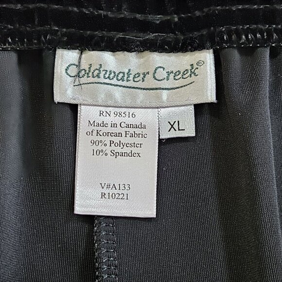 Coldwater Creek Pants Women XL Black Velvet Comfort Stretch Pull On Goth Witchy - Picture 3 of 15